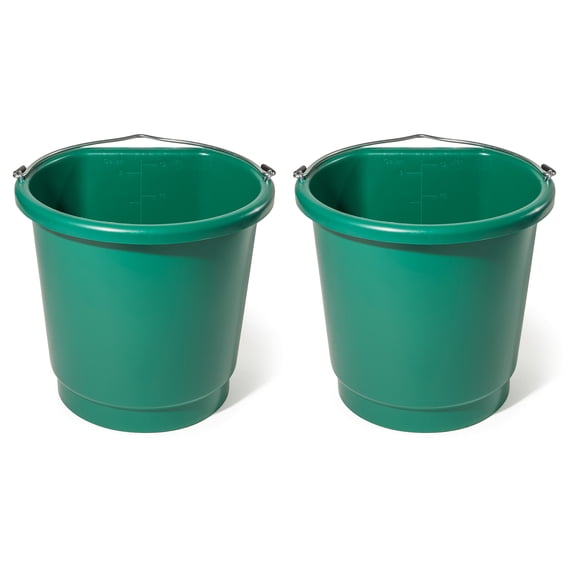 Farm Innovators 3 Gal Flat Back Plastic Heated Bucket, 70W, Green (2 Pack)