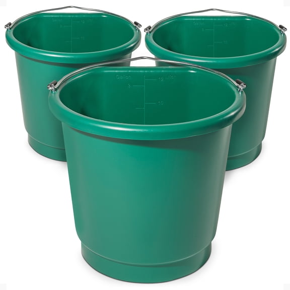 Farm Innovators 3 Gal Flat Back Plastic Heated Bucket, 70W, Green (3 Pack)