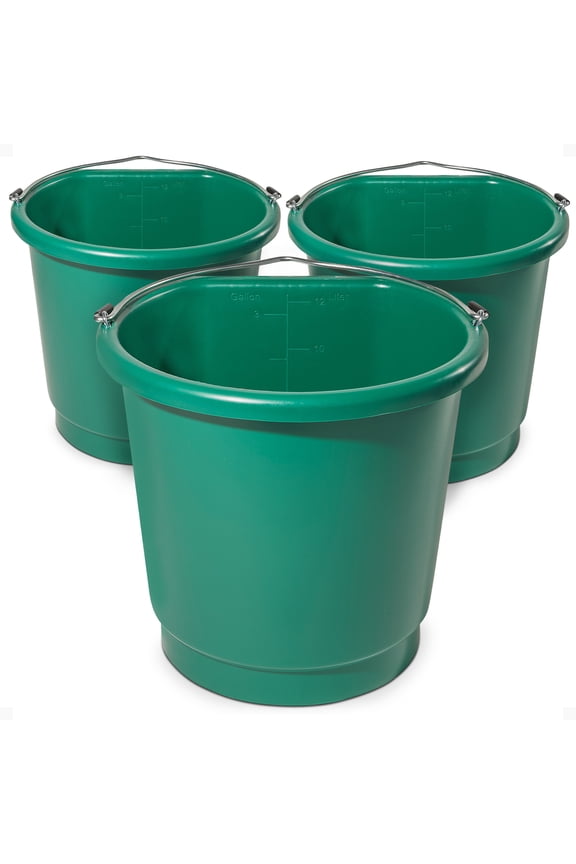 3 Gal Flat Back Plastic Heated Bucket, 70W, Green (3 Pack)