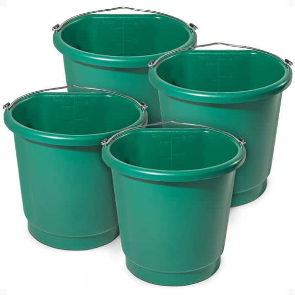 Farm Innovators 3 Gal Flat Back Plastic Heated Bucket, 70W, Green (4 Pack)