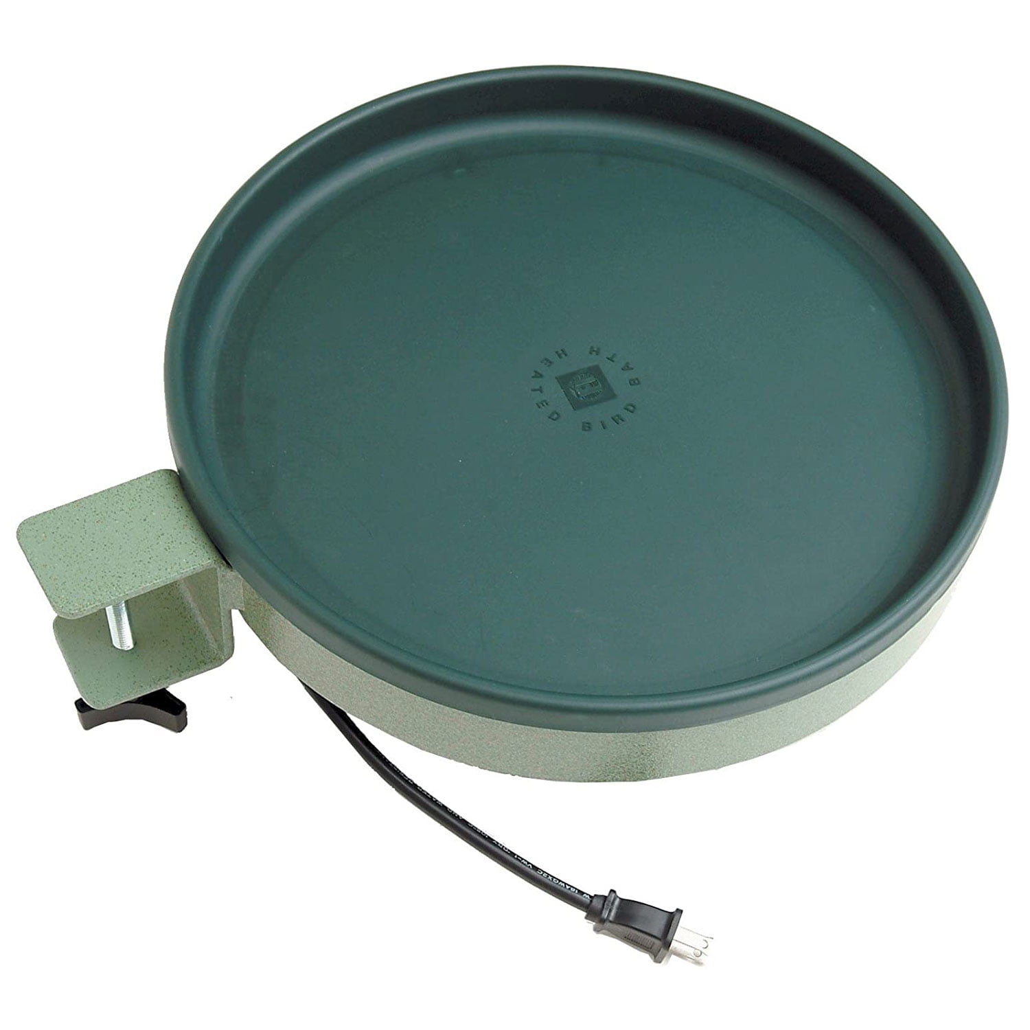Green Plastic 14-Inch Heated Outdoor Birdbath
