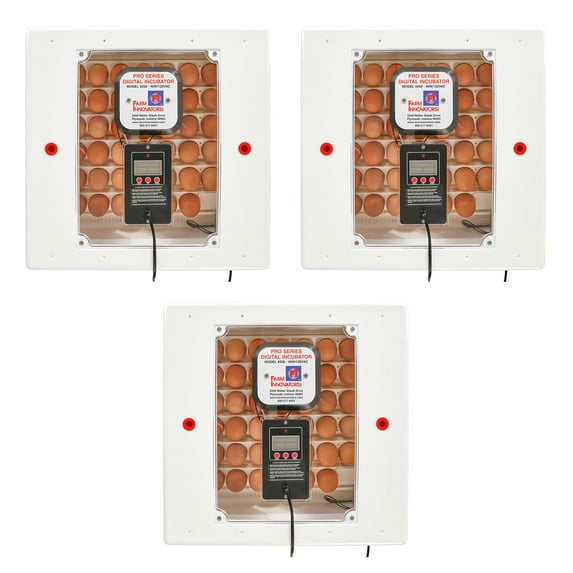 Farm Innovators Digital Egg Incubator for Improved Hatching, 3 Pack, White