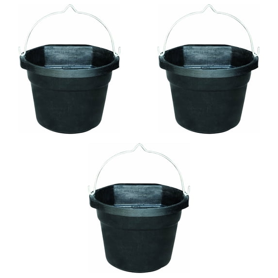 Farm Innovators FB-80R Rubber 3 Gallon 70W Flat Back Heated Bucket (3 Pack)