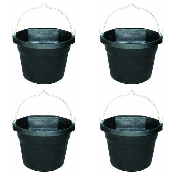 Farm Innovators FB-80R Rubber 3 Gallon 70W Flat Back Heated Bucket (4 Pack)