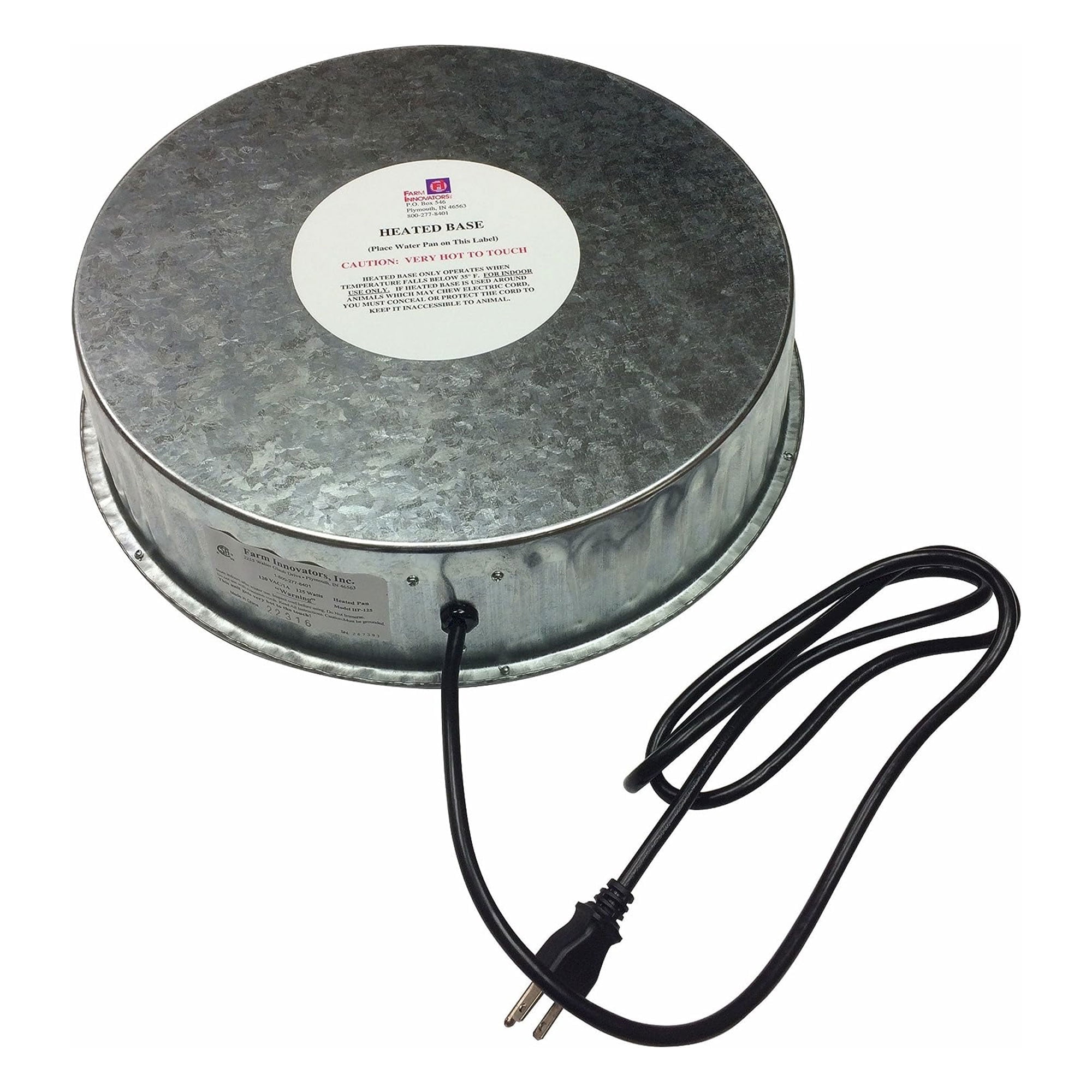Farm Innovators Heated Base For Metal Poultry Founts, Water and Food Bowls, Grey, 125-Watt