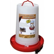 Farm Innovators HPF-100 Thermostatically Controlled Heated 3 Gallon Plastic Outdoor Year Round Hanging Poultry Chicken Water Fountain, Red 2 Pack
