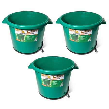 Farm Innovators HT-200 16 Gallon Heated Animal Water Bucket, Green (3 Pack)