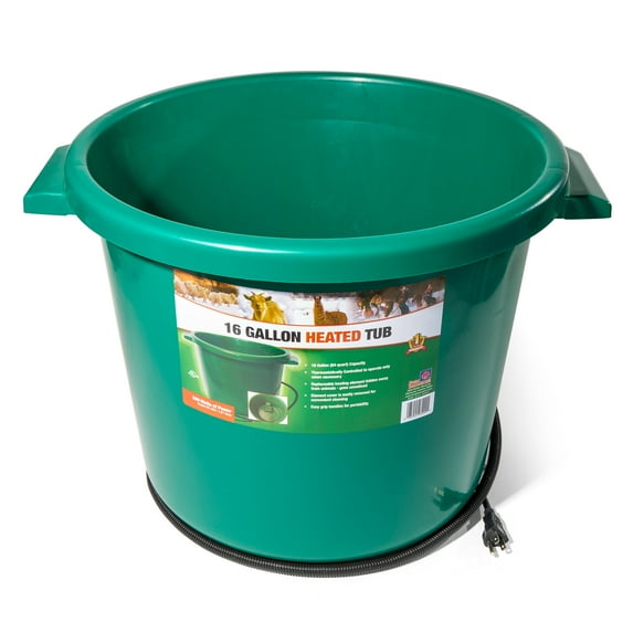Farm Innovators HT-200 16 Gallon Plastic Heated Animal Water Bucket, Green