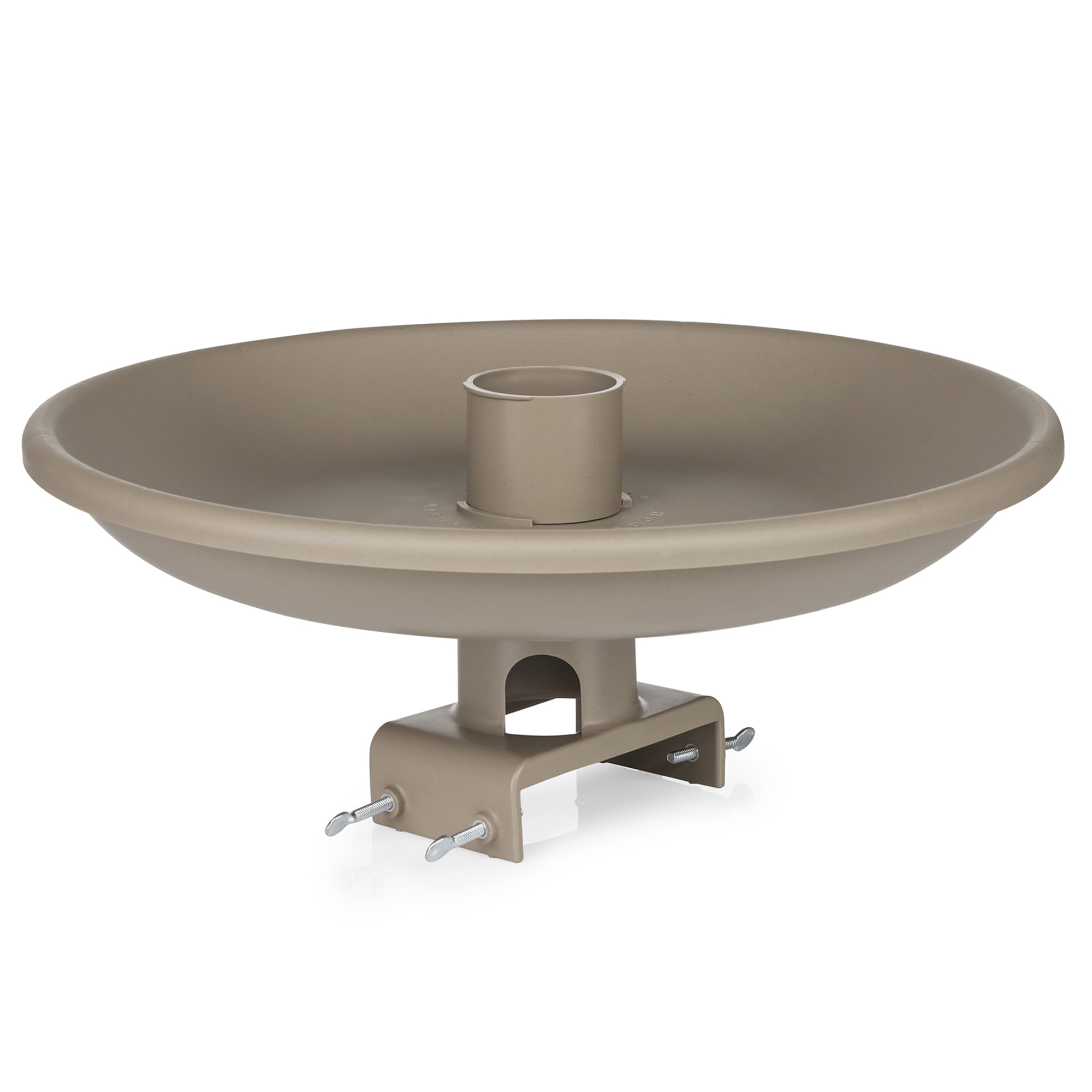Tan Plastic Heated Birdbath with Deck Mount and Thermostat