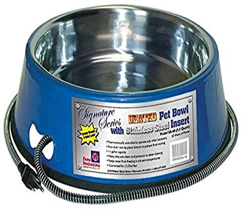 Blue Electric Heated Pet Water Bowl with Thermostatic Control