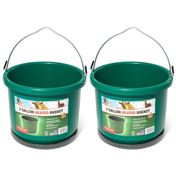 Farm Innovators Oversized 2 Gallon Plastic Heated Bucket, 60 Watt (2 Pack)