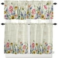 thumbnail image 1 of Farm Kitchen Window Valance and Tier Set Spring Boho Flowers Botanical 3 Piece Rod Pocket Valances Short Curtain,Vintage Stamp Letters Small Windows Treatment Tiers Curtains for Bedroom/Cafe/Bathroom, 1 of 6