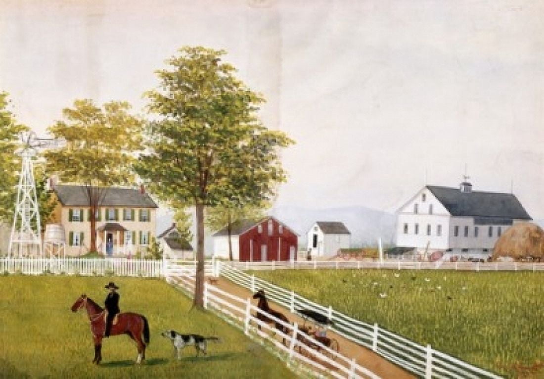 Farm Landscape SD 1884 Schnitzler Robert (19th CAmerican) Canvas Art - Robert Schnitzler (24 x 36)