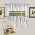 thumbnail image 1 of Farm Lavender Gray Flower on Beige Curtain Tier and Valance Set 3 Piece, Spring Cherry Blossoms 3-inch Rod Pocket Window Tier Curtains Valance for Kitchen Living Room, 1 of 9