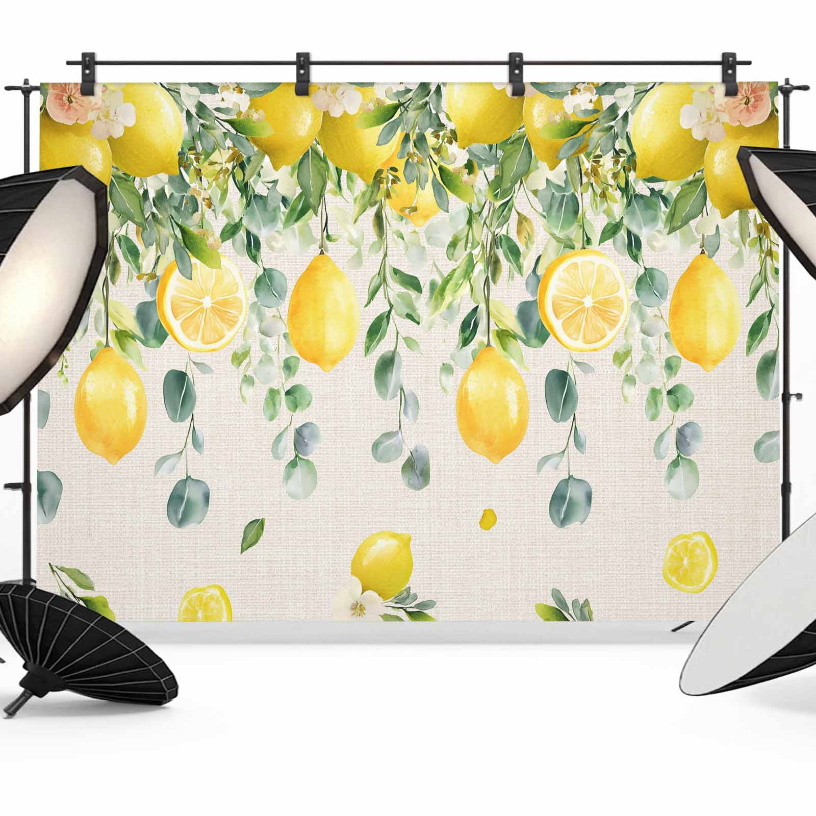 Linene Backdrop Farm Lemon Photography Backdrop 12x8FT, Yellow Fruit Leaf Flower ...