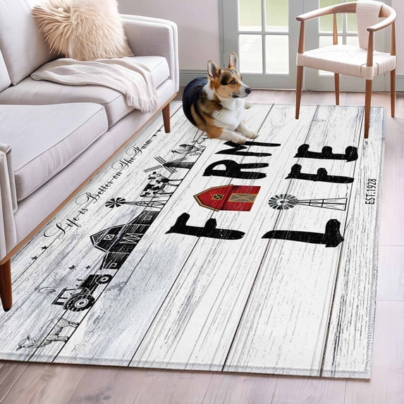 Farm Life 2.7x5 Rug for Office Desk Chair Area Small Bedroom, Farmhouse ...