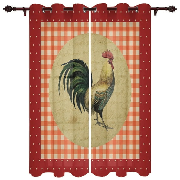 Farm Life Rooster Hen Sunflower Home Decor Window Curtains Bedroom Kitchen Curtain Panel Curtains for Living Room