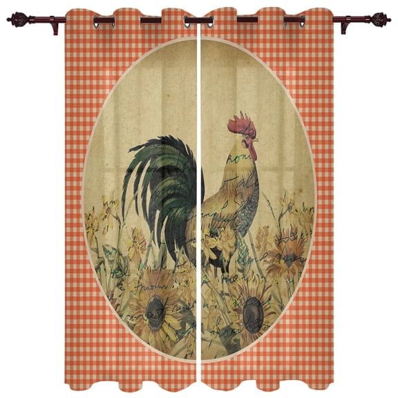 Farm Life Rooster Hen Sunflower Home Decor Window Curtains Bedroom Kitchen Curtain Panel Curtains for Living Room