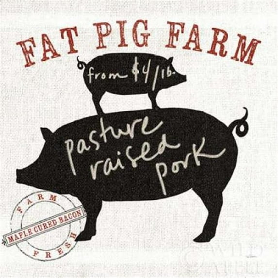Farm Linen Pig Black Poster Print by Sue Schlabach