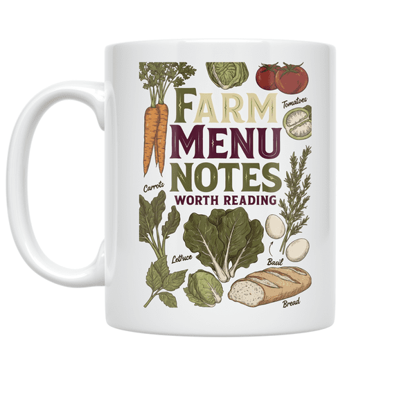 Farm Menu Notes Worth Reading - Culinary Enthusiast - 11 oz Ceramic Coffee Mug