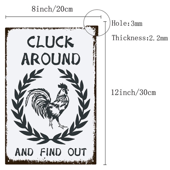 Farm Metal Tin Signs Vintage Plaque Wall Art Chicken Coop Poster Old Fashion Aluminum Sign Wall Decor Novelty Retro Quote for Farm Garden House Farmers 12x8 Inch- Cluck Aron And Find Out