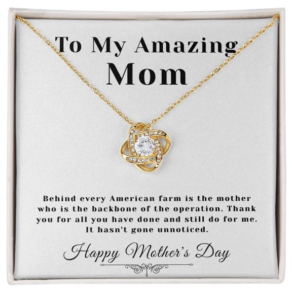 Farm Mom, Love Knot, Mother'S Day Beautiful Necklace, Message Card and Box, White Love Knot Necklace