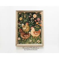 Farm Nursery Chicken Print, Rustic Hens Painting, Country Cute Animals For Kids Room, Cottage Core Wall Art, Modern Wall Decor, 8x12 UNFRAMED