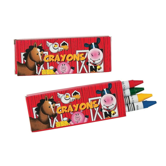 Farm Party 4Pc Crayon Boxes (24Boxes) - Basic Supplies - 24 Pieces