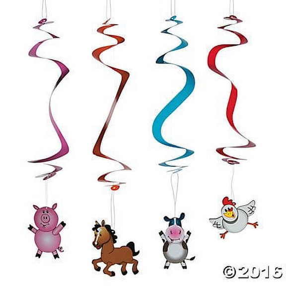 Farm Party Dangling Swirls - Party Decor - 12 Pieces