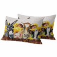 thumbnail image 1 of Farm Pillow Covers 2 Pack Vintage Farmhouse Donkey Pig Cow Sunflower Leaf Wood Fence Pillowcase Waterproof Outdoor Throw Pillow Cover for Patio Balcony Rectangular Cushion 20”x12”, 1 of 9