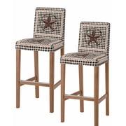 Farm Plaid Bar Stool Covers Set of 2, West Texas Star Rustic Farmhouse Black Brown Stretch Washable Bar Chair Covers with Backs, Removable Pub Counter Height Chair Cover for Kitchen Dining Room Cafe