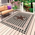 thumbnail image 1 of Farm Plaid Outdoor Rug for Patio/Deck/Porch, Non-Slip Large Area Rug 5 x 8 Ft, West Texas Star Rustic Farmhouse Black Brown Indoor Outdoor Rugs Washable Area Rugs, Camping Rug Carpet Runner, 1 of 8
