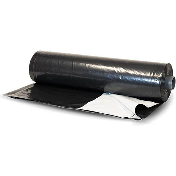 Farm Plastic Supply - Panda Film Light Deprivation Greenhouse Cover - 6 mil - (6' x 25') - 100% Blackout Tarp, Black White Plastic Sheeting, Green House Poly Film