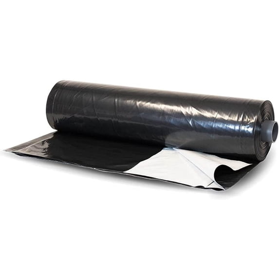 Farm Plastic Supply - Panda Film Light Deprivation Greenhouse Cover - 6 mil - (6' x 50') - 100% Blackout Tarp, Black White Plastic Sheeting, Green House Poly Film