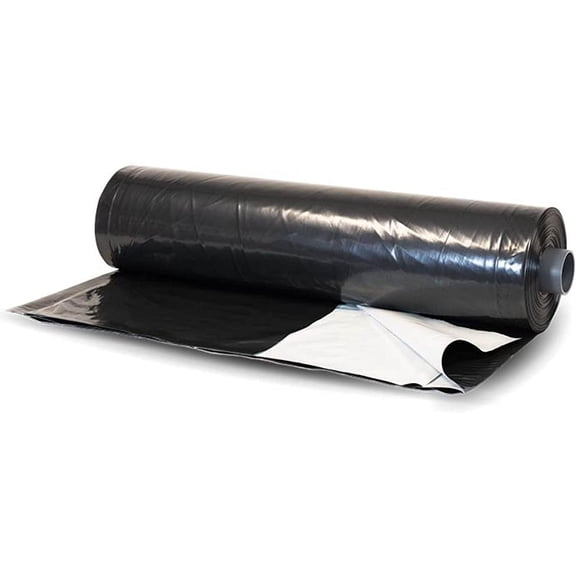 Farm Plastic Supply - Panda Film Light Deprivation Greenhouse Cover - 8 mil - (32' x 75') - 100% Blackout Tarp, Black White Plastic Sheeting, Green House Poly Film