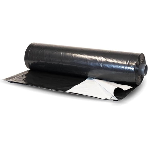Farm Plastic Supply - Panda Film Light Deprivation Greenhouse Cover String Reinforced - 8 mil - 100% Blackout Tarp, Black White Plastic Sheeting, Green House Poly Film (32' x 100')
