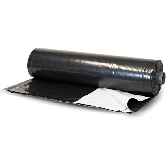 Farm Plastic Supply - Panda Film Light Deprivation Greenhouse Cover String Reinforced - 8 mil - 100% Blackout Tarp, Black White Plastic Sheeting, Green House Poly Film (40' x 10')