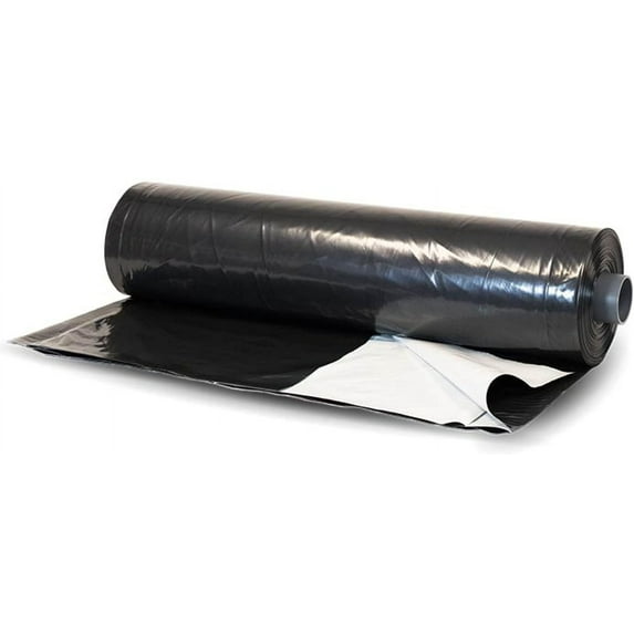 Farm Plastic Supply - Panda Film Light Deprivation Greenhouse Cover String Reinforced - 8 mil - 100% Blackout Tarp, Black White Plastic Sheeting, Green House Poly Film (50' x 75')