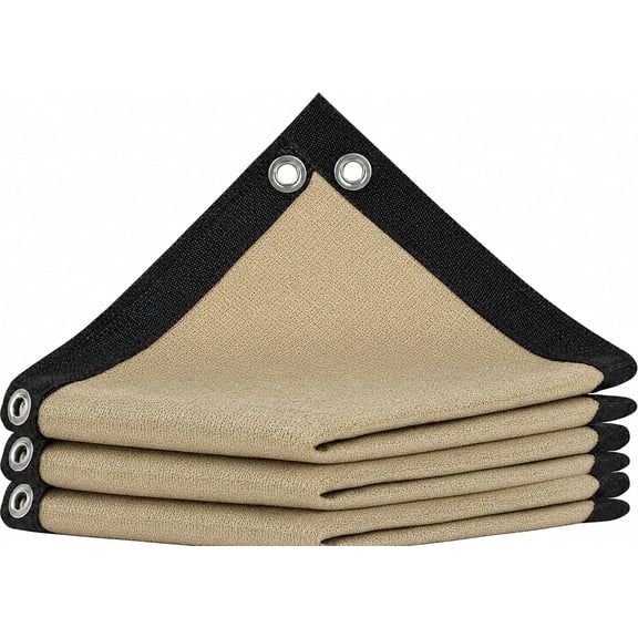 Farm Plastic Supply - Sun Shade Sail - Rectangle UV Block Sunshade for Backyard Yard Deck, Grommets, Shade Screen, Patio Garden Outdoor Activities, Tan, 10'x13'