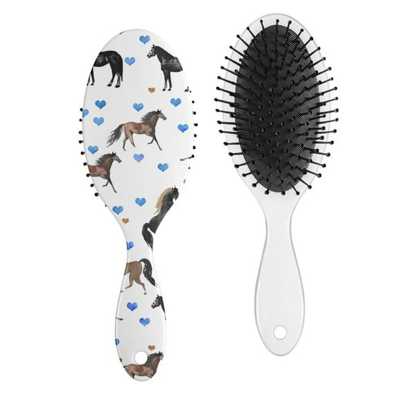 Farm & Pony Themed Detangling Hair Brush - Gentle Round Bristles for Wet/Dry Hair, Scalp Massage & Frizz Control, Ideal for Horse Lovers
