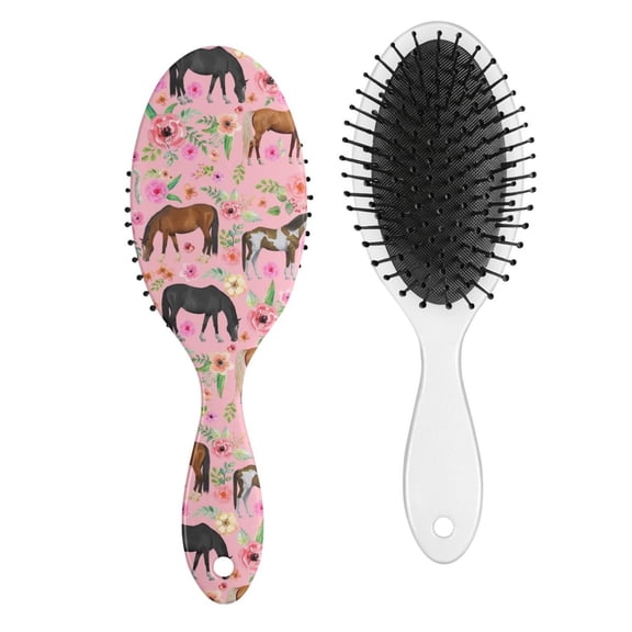 Farm & Pony Themed Detangling Hair Brush - Gentle Round Bristles for Wet/Dry Hair, Scalp Massage & Frizz Control, Ideal for Horse Lovers