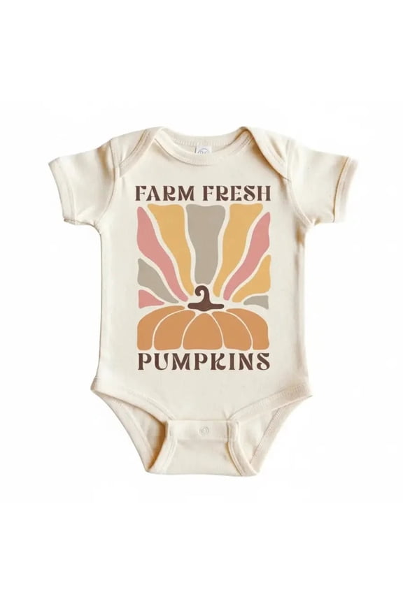 Farm Pumpkin Retro Fall Newborn Baby Bodysuit