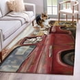 thumbnail image 1 of Farm Rabbit Animal Washable Area Rugs 2.7'x5', Vintage Red Truck Daisy Brown Tree House Low Pile Throw Living Room Rug Non-Slip Sturdy Edge Binding Carpet for Indoor Entryway Bedside Kitchen, 1 of 9