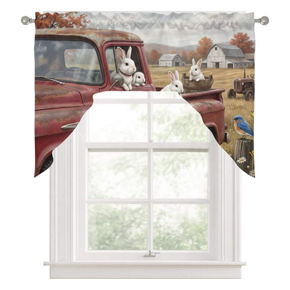 Farm Rabbit Kitchen Curtains Swag Valance for Windows/Bathroom/Cafe ...