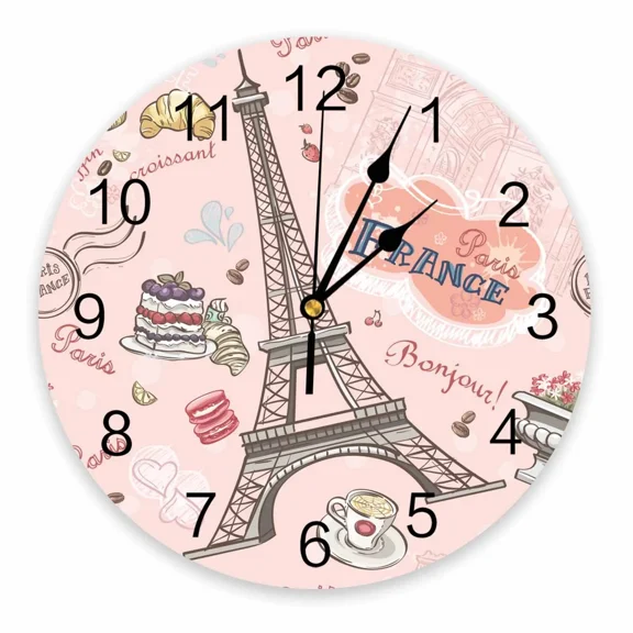 Farm Retro Illustration Round Wall Clock Hanging Silent Clock Home Interior Bedroom Living Room Office Decor（12 Inch）