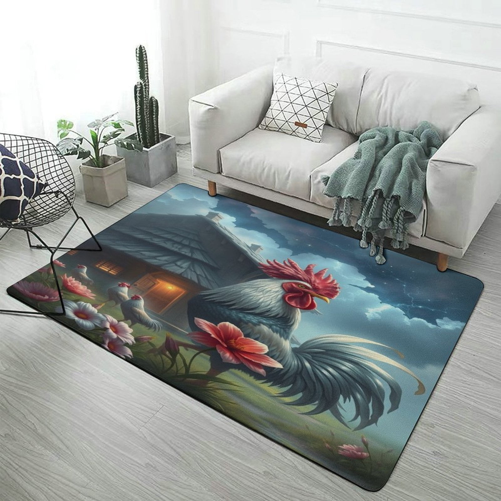 Farm Retro Male Rooster Light Luxury Home Carpets Living Room Ration ...