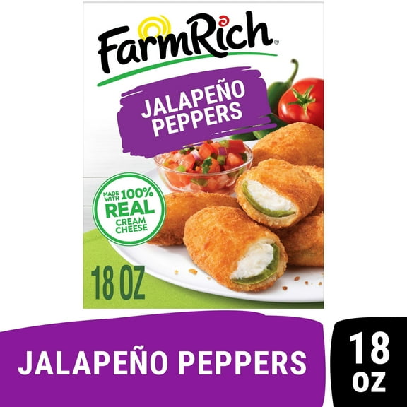 Farm Rich Breaded Jalapeno Peppers Stuffed with 100% Real Cream Cheese, 18 oz
