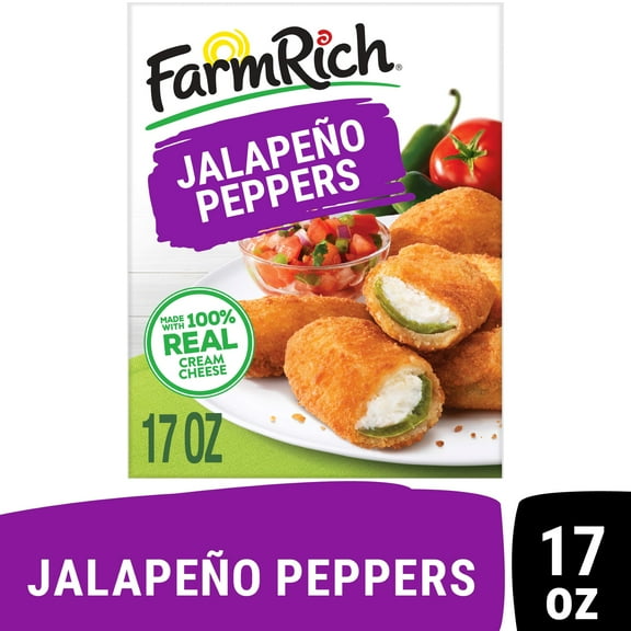 Farm Rich Breaded Jalapeno Peppers Stuffed with Cream Cheese, 17 oz (Frozen Snacks and Appetizers)