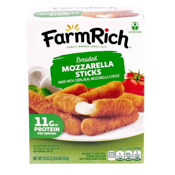 Farm Rich Breaded Mozzarella Cheese Sticks, 22oz (Frozen Snacks and Appetizers)