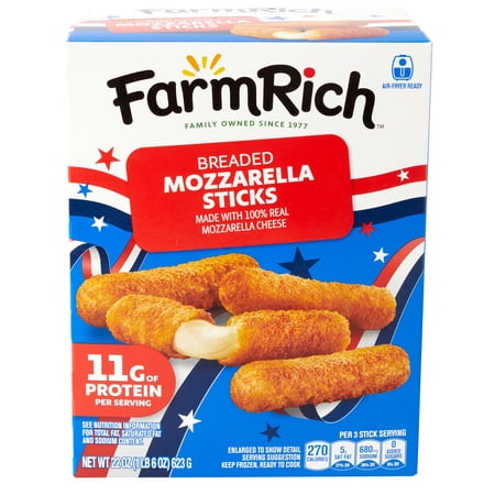 Farm Rich Breaded Mozzarella Cheese Sticks, 22 oz (Frozen Snacks and Appetizers)